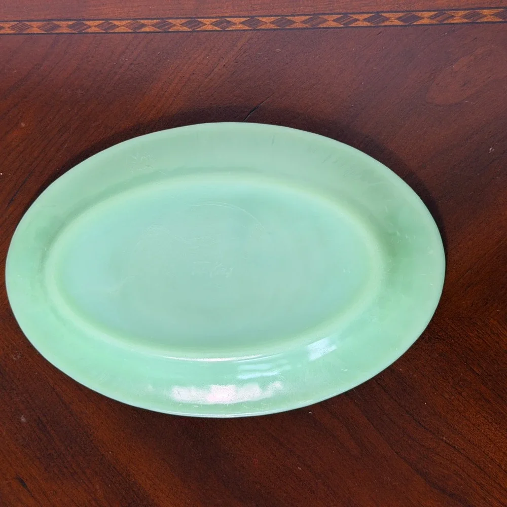 Vintage Fire-King Jadite Oval Serving Platter 9